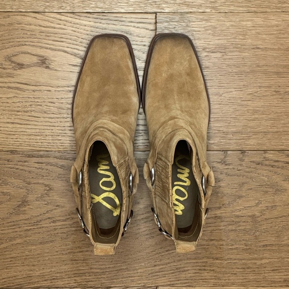 Sam Edelman Bellamie Suede Riding Heel Biker Boots - Size 7.5 - EUC - Tan - Picture 6 of 8